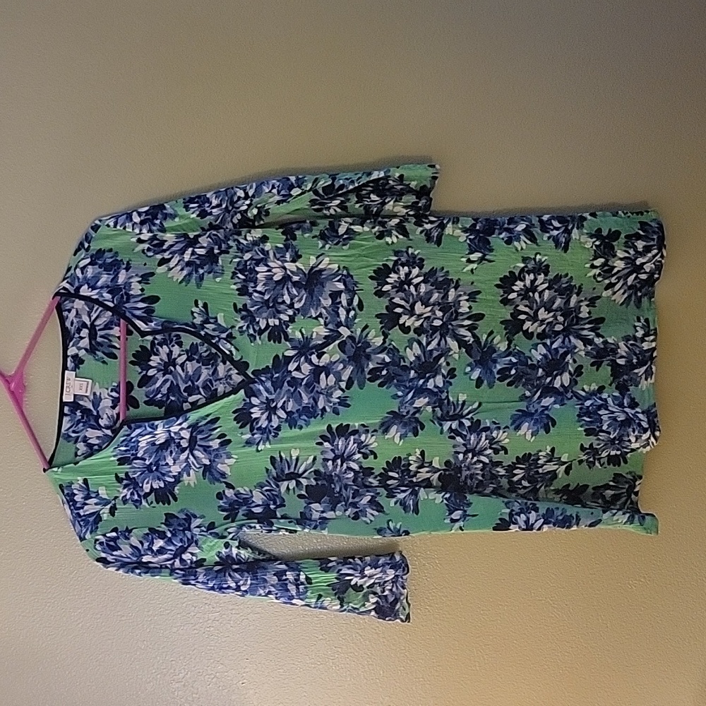 JCrew XXS floral tunic blouse, linen